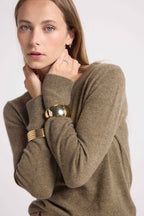 Zara rundhalsad tröja – Khakigrön – Dam