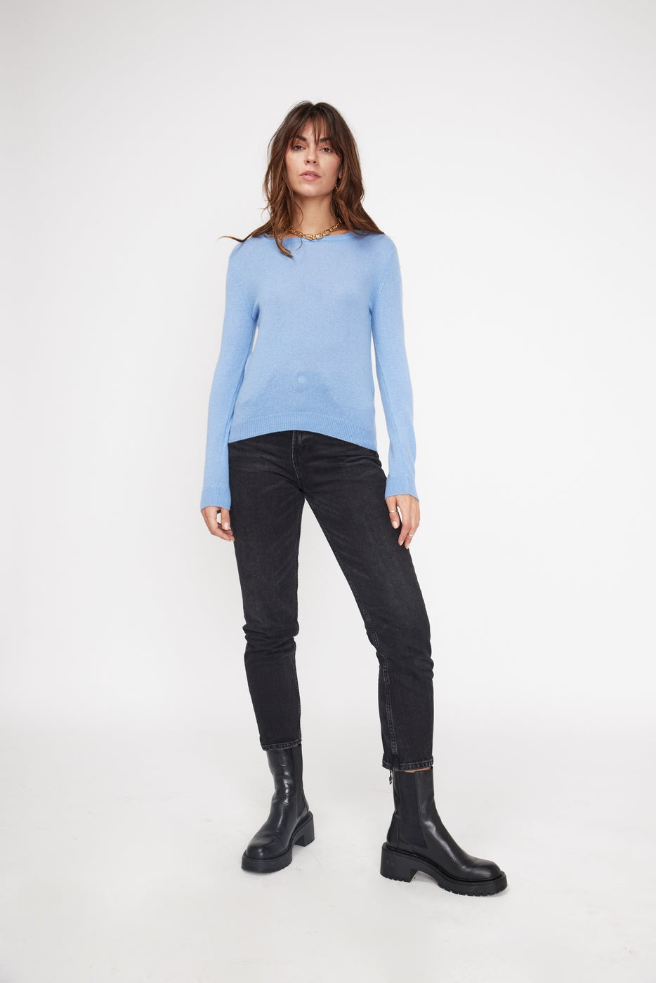 Zara Crew-Neck Jumper - Sky Blue