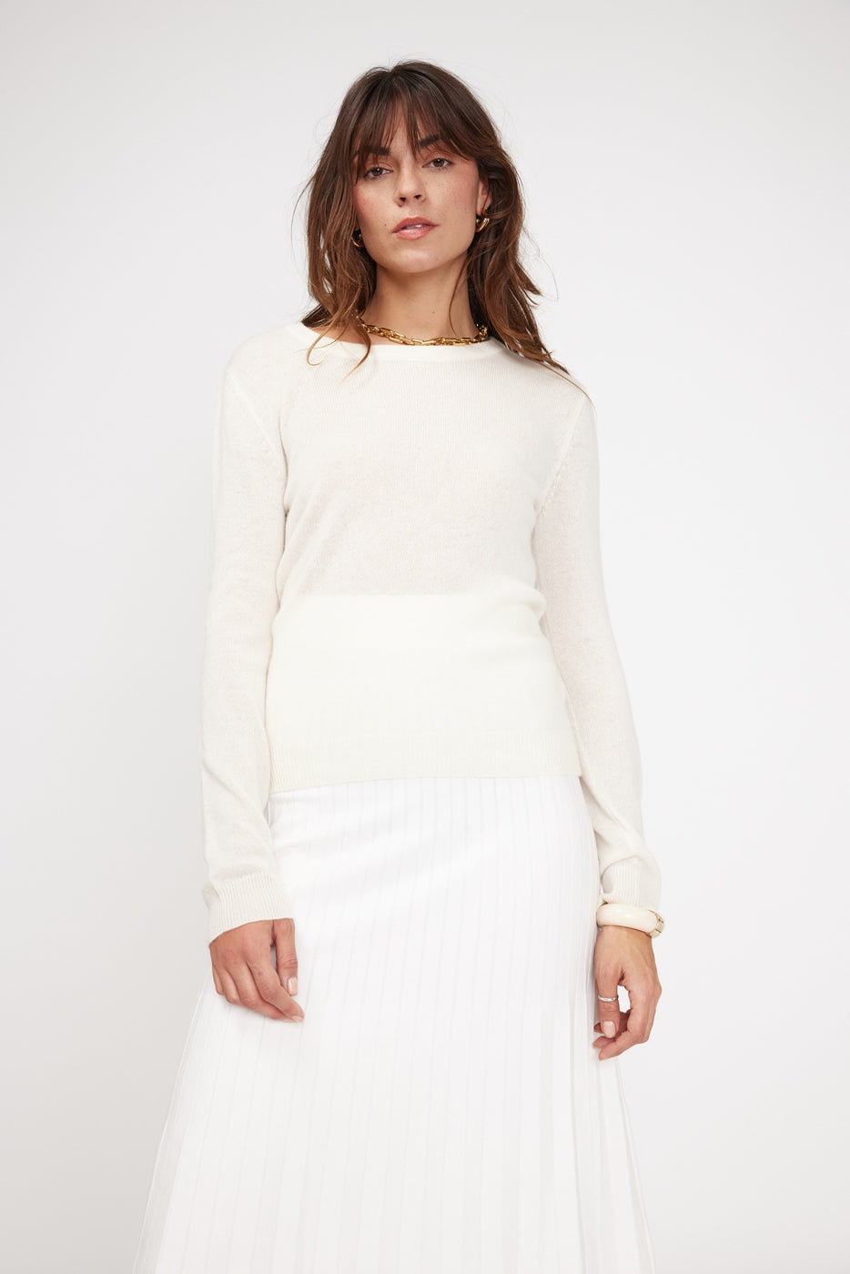 Zara Round-Neck Jumper - White