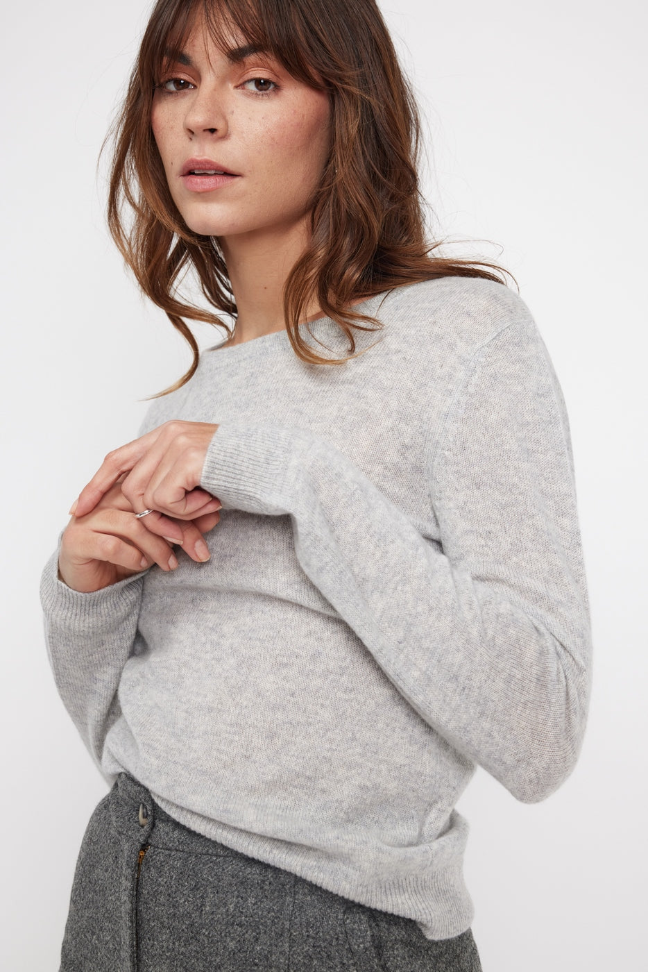 Pull Col Rond Zara - Gris Clair