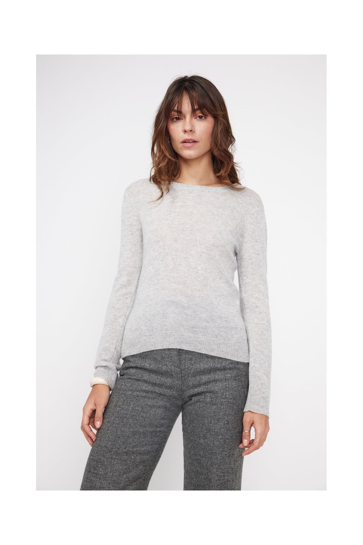 Pull Col Rond Zara - Gris Clair
