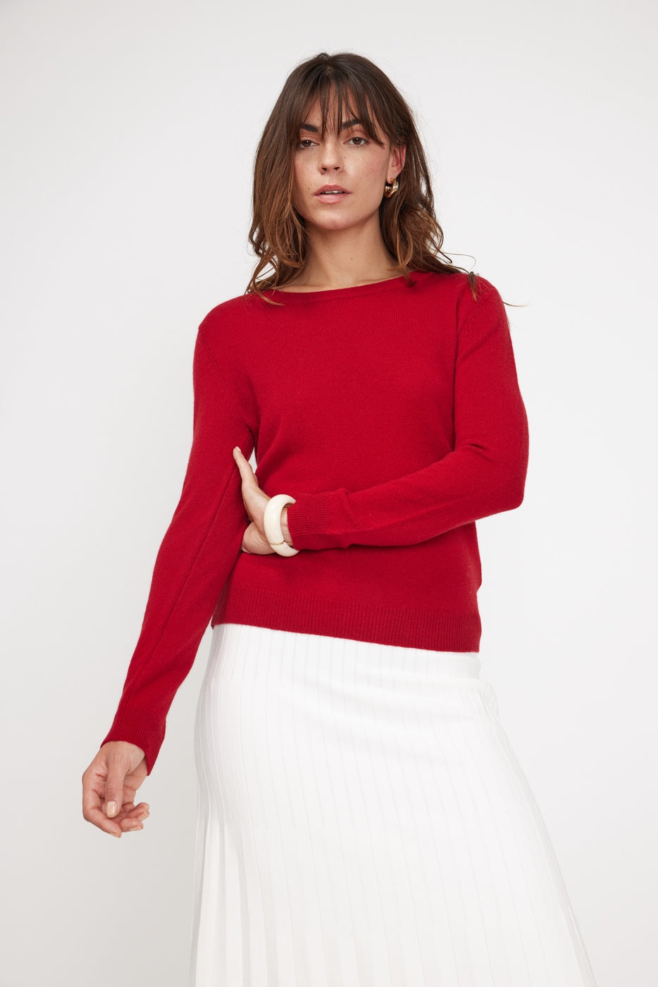 Pull Col Rond Zara - Rouge Bordeau