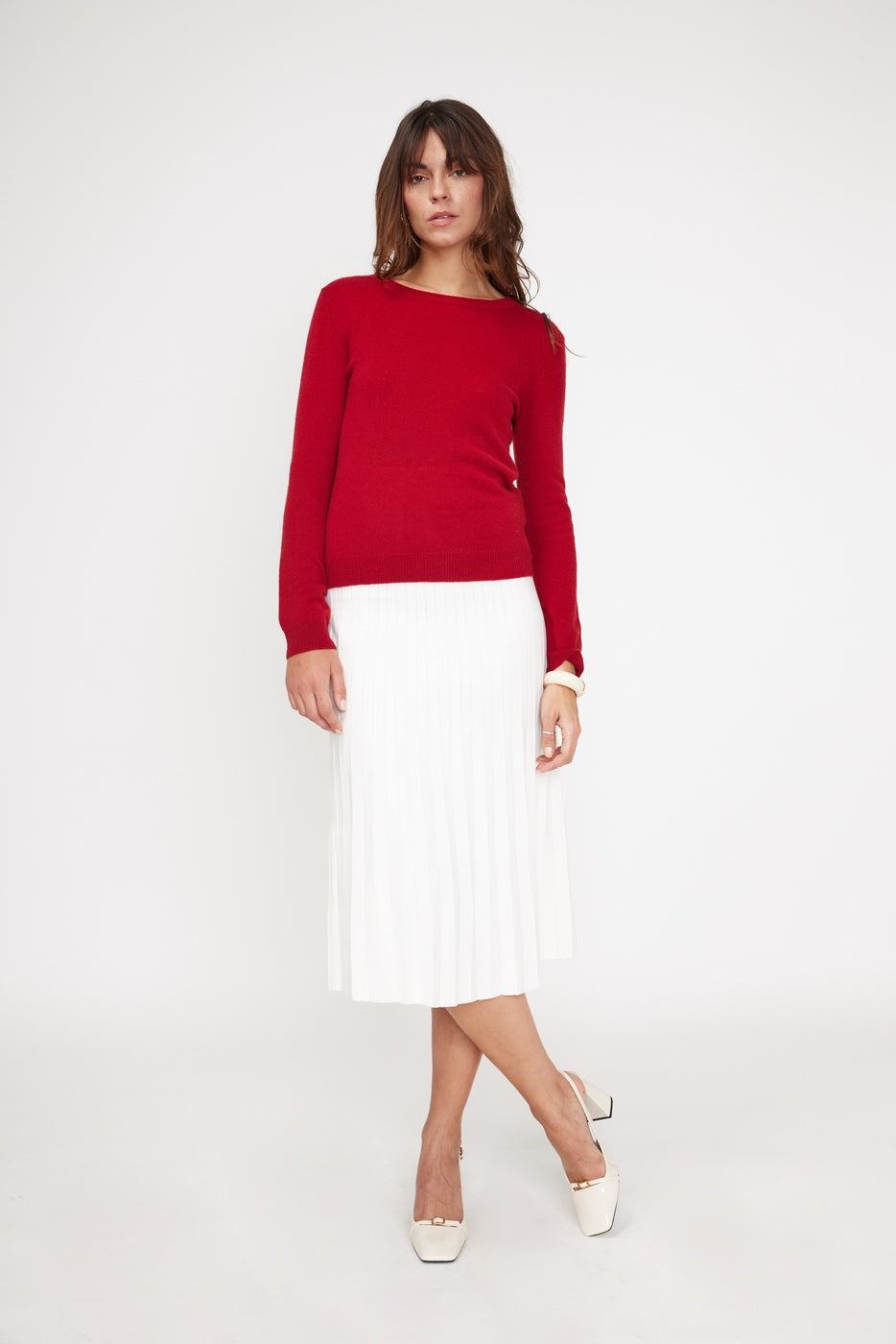 Pull Col Rond Zara - Rouge Bordeau