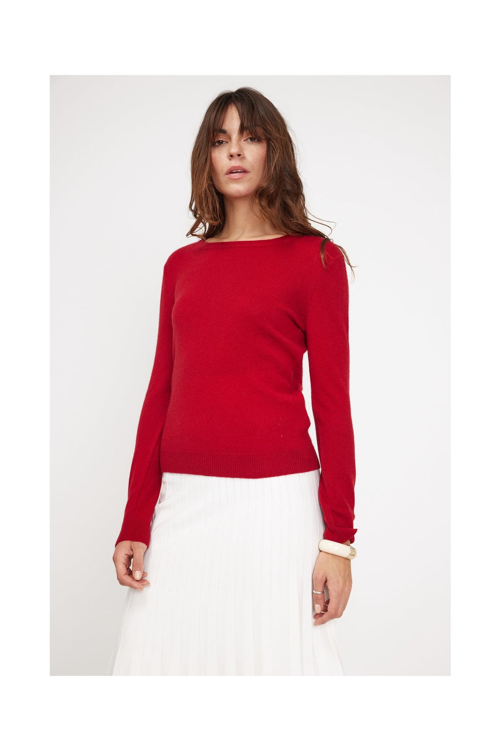 Pull Col Rond Zara - Rouge Bordeau