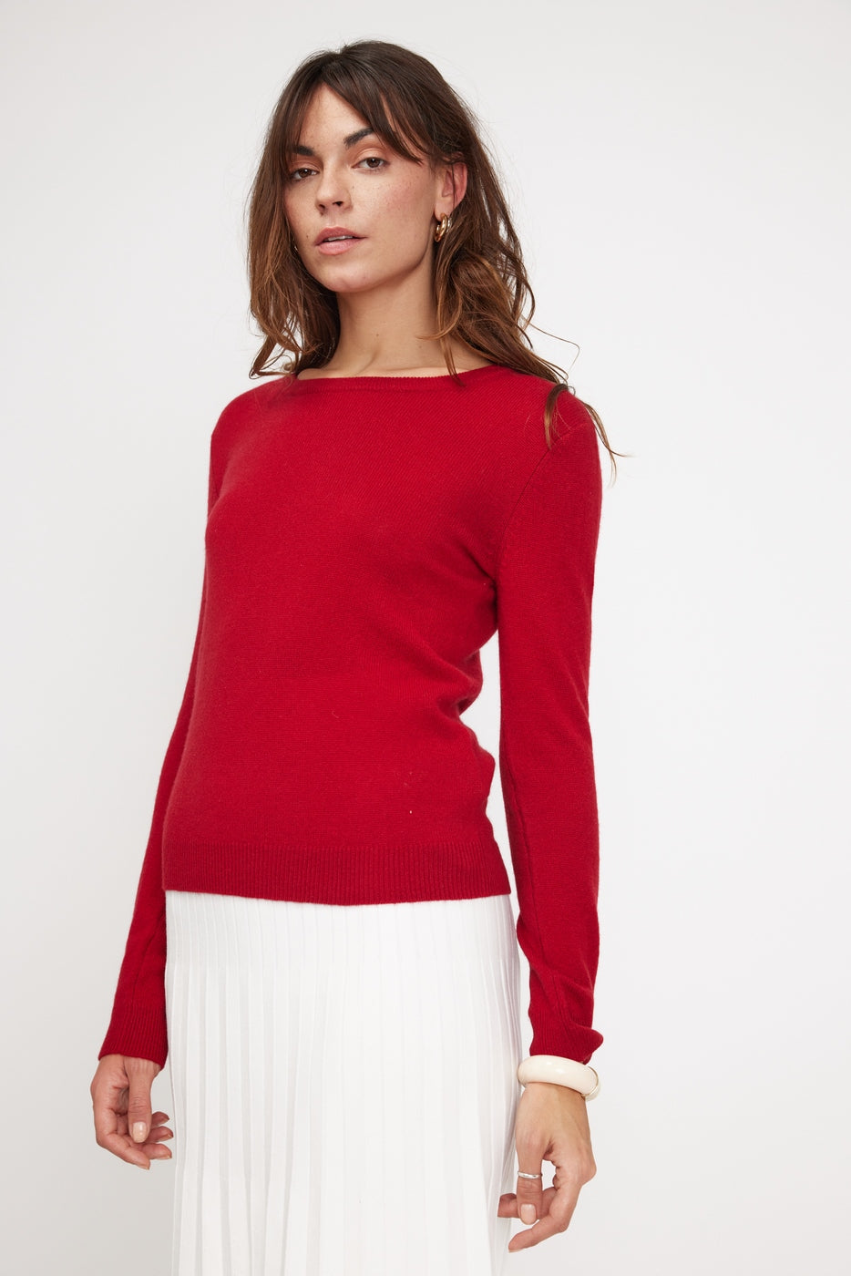Pull Col Rond Zara - Rouge Bordeau