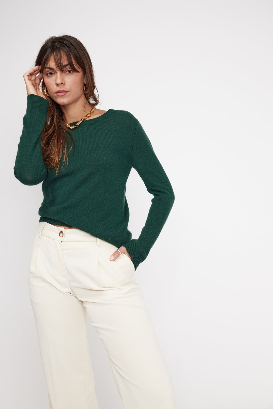 Jersey Cuello Redondo Zara - Verde Botella