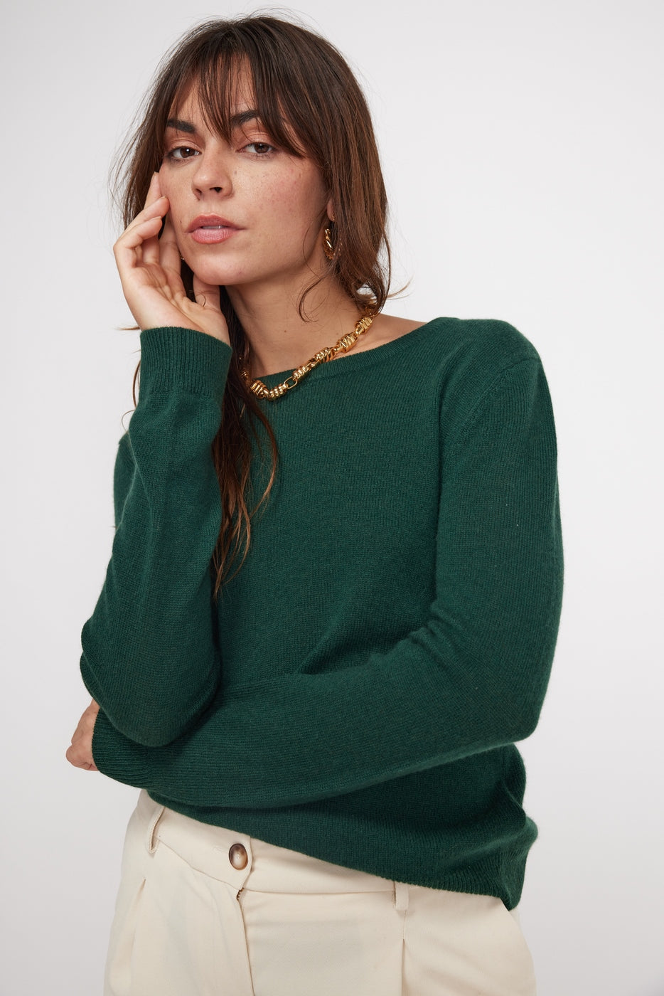 Jersey Cuello Redondo Zara - Verde Botella