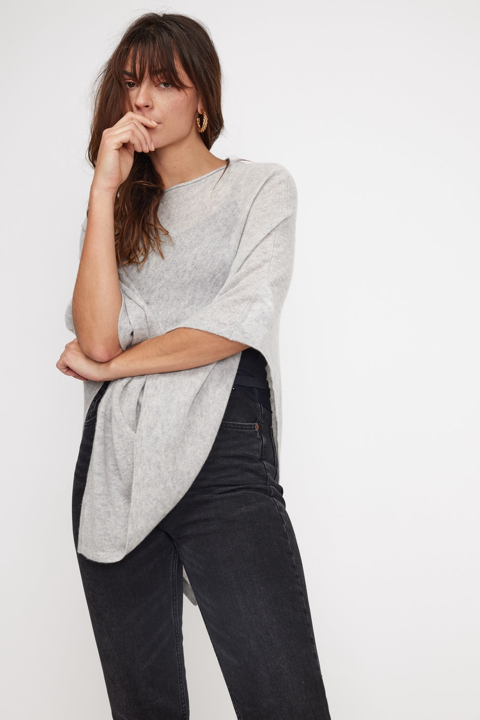 Cape Poncho Zarina - Gris Clair