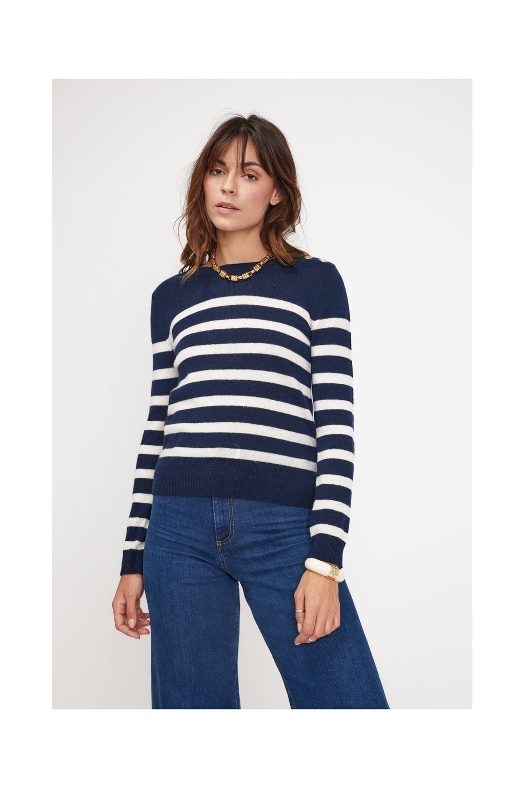 Pull Mariniere Zarol - Bleu Marine Blanc