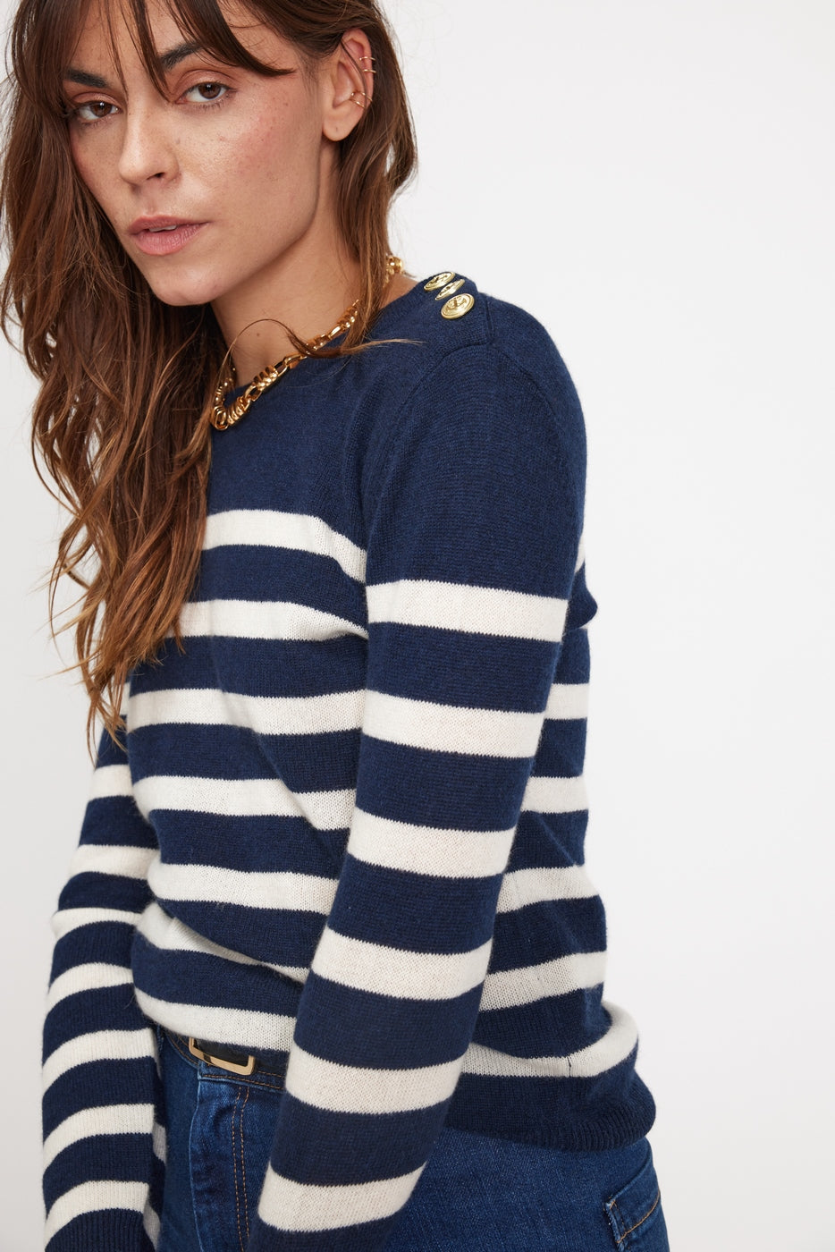 Pull Mariniere Zarol - Bleu Marine Blanc