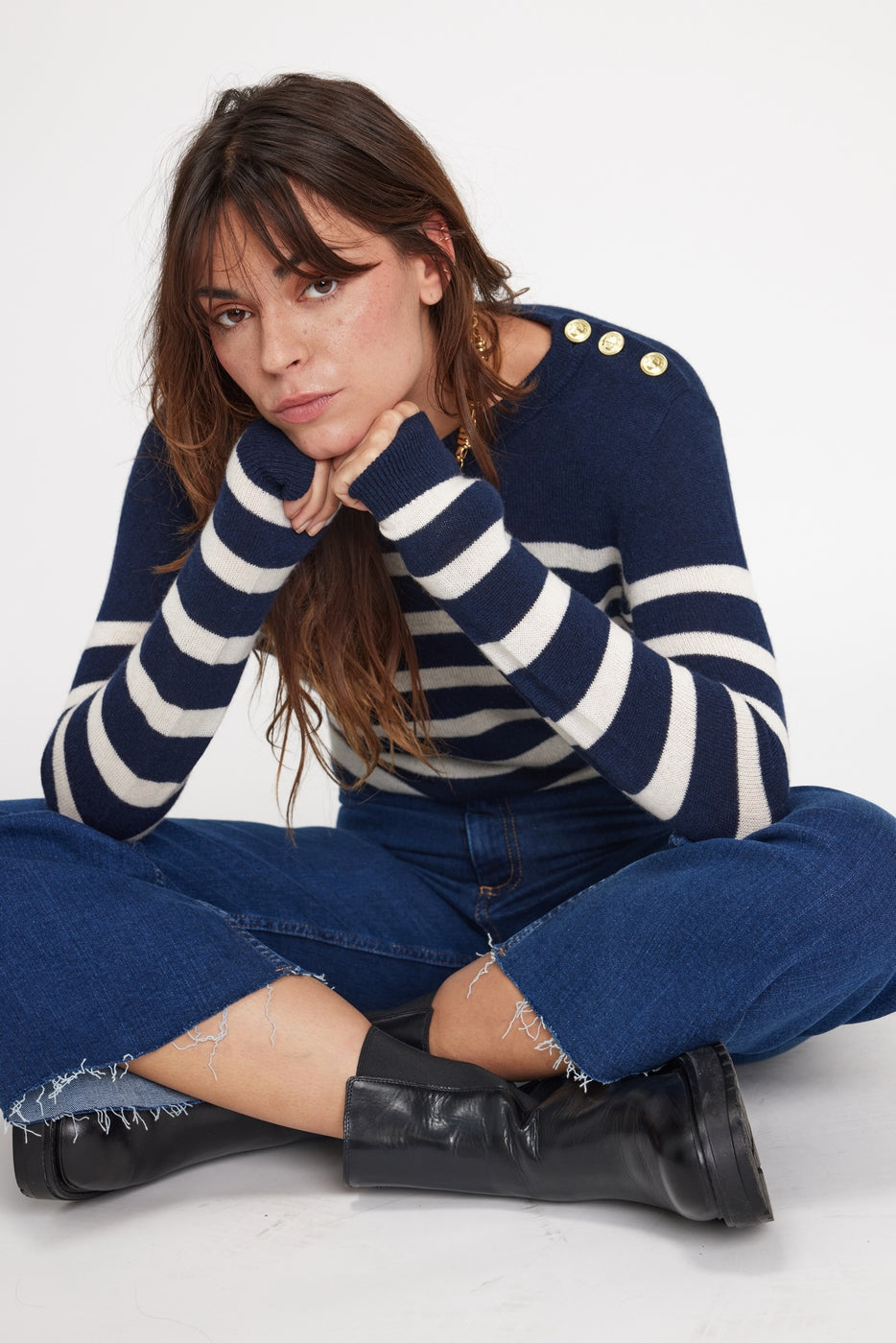 Pull Mariniere Zarol - Bleu Marine Blanc