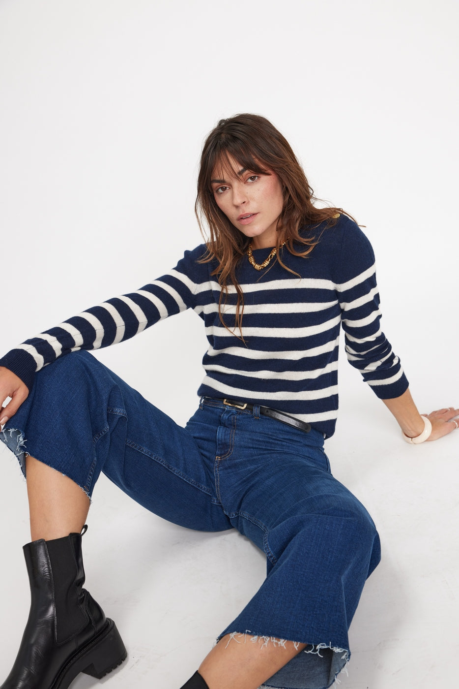 Pull Mariniere Zarol - Bleu Marine Blanc
