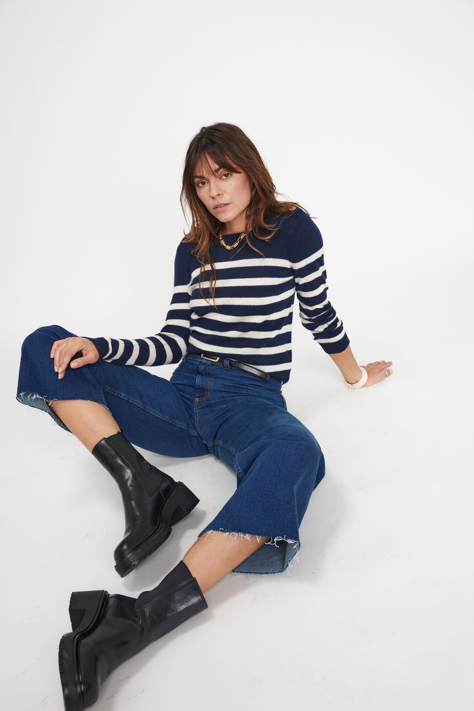 Pull Mariniere Zarol - Bleu Marine Blanc