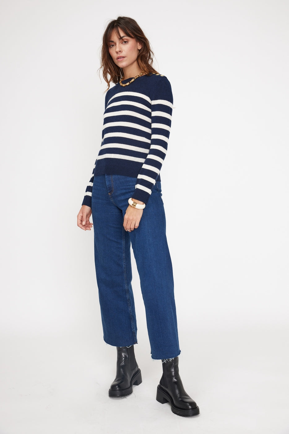 Pull Mariniere Zarol - Bleu Marine Blanc