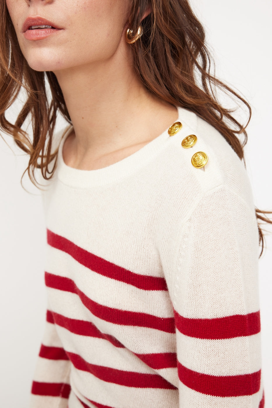 Zarol Marinière Jumper - White Red