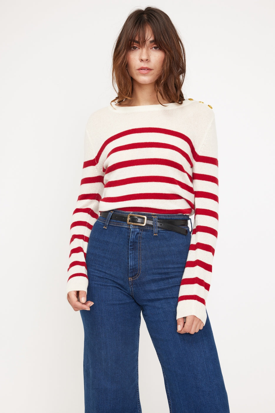 Zarol Marinière Jumper - White Red