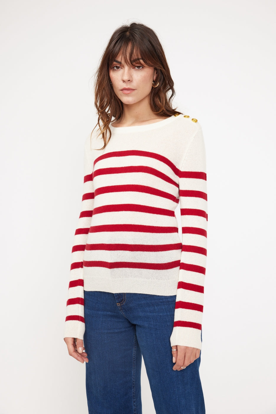 Zarol Marinière Jumper - White Red