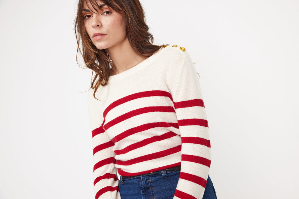 Zarol Marinière Jumper - White Red