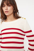 Pull Mariniere Zarol - Blanc Rouge