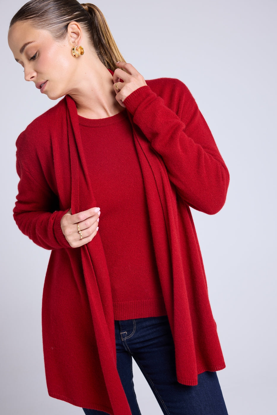 Schlauch-Cardigan Zassia – Bordeauxrot – Damen