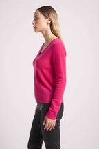 Pull Col V Zefina - Fushia - Femme