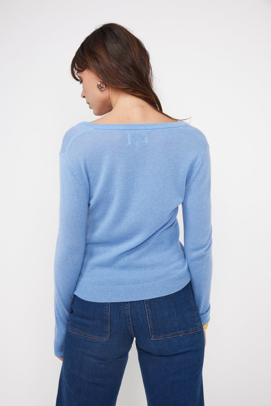 Maglione con scollo a V Zefina - Azzurro cielo - Donna