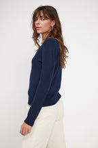 Zefina V-Neck Jumper - Navy Blue