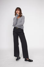 Pull Col V Zefina - Gris Fonce