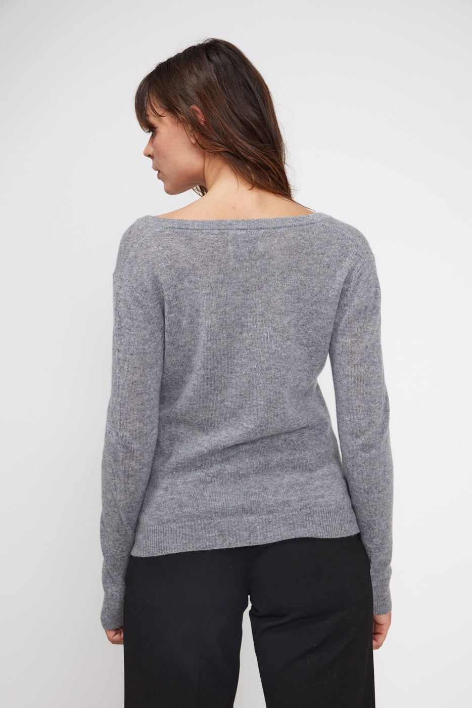 Pull Col V Zefina - Gris Fonce