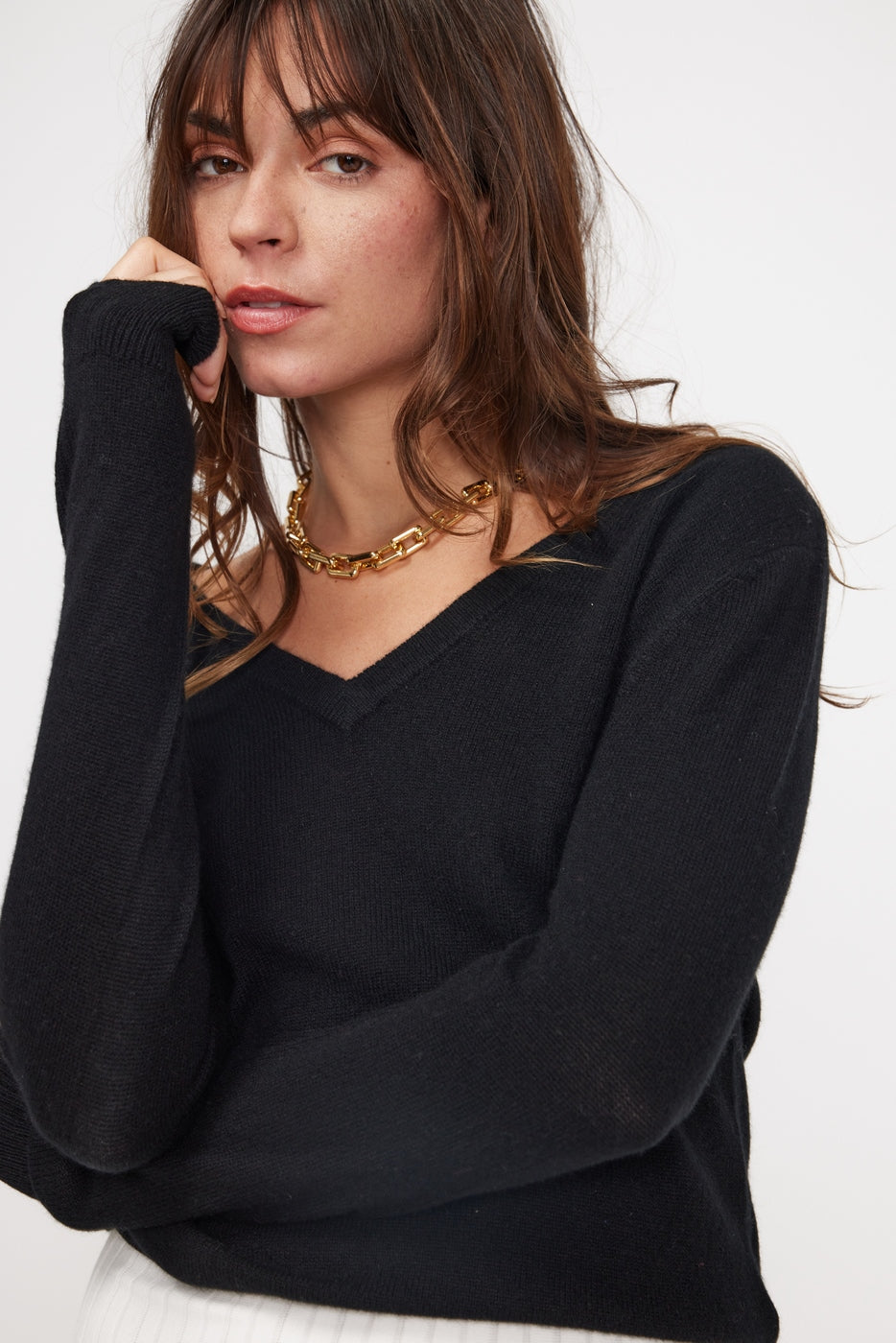 Pull Col V Zefina - Noir
