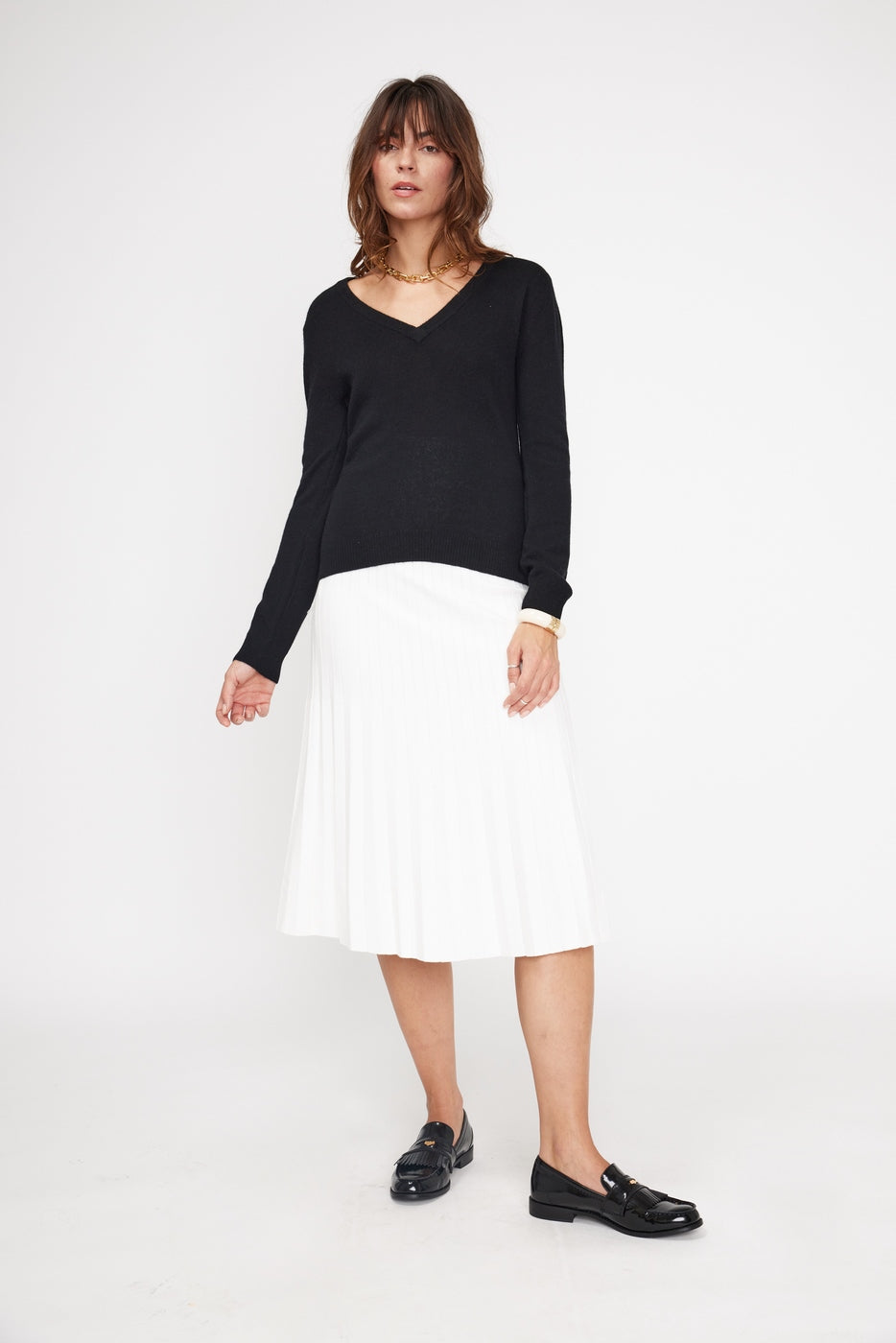 Pull Col V Zefina - Noir