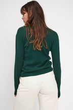 Zefina V-Neck Jumper - Bottle Green