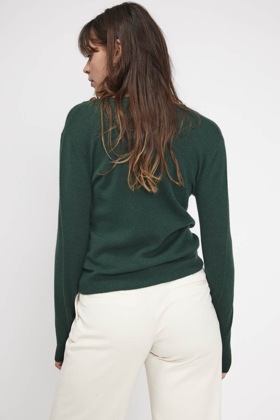 Zefina V-Neck Jumper - Bottle Green