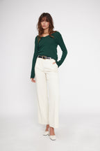 Zefina V-Neck Jumper - Bottle Green