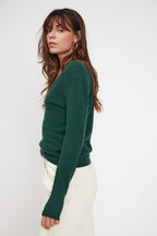 Zefina V-Neck Jumper - Bottle Green