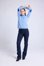 Zelly Roll-Neck Jumper with Elbow Hearts - Sky Blue Royal Blue