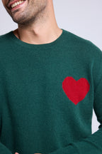 Zemir Love Heritage Crew-Neck Jumper - Bottle Green Red