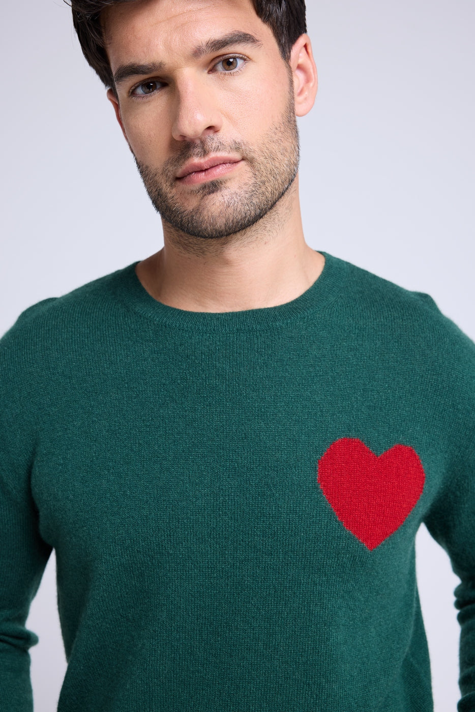Zemir Love Heritage Crew-Neck Jumper - Bottle Green Red