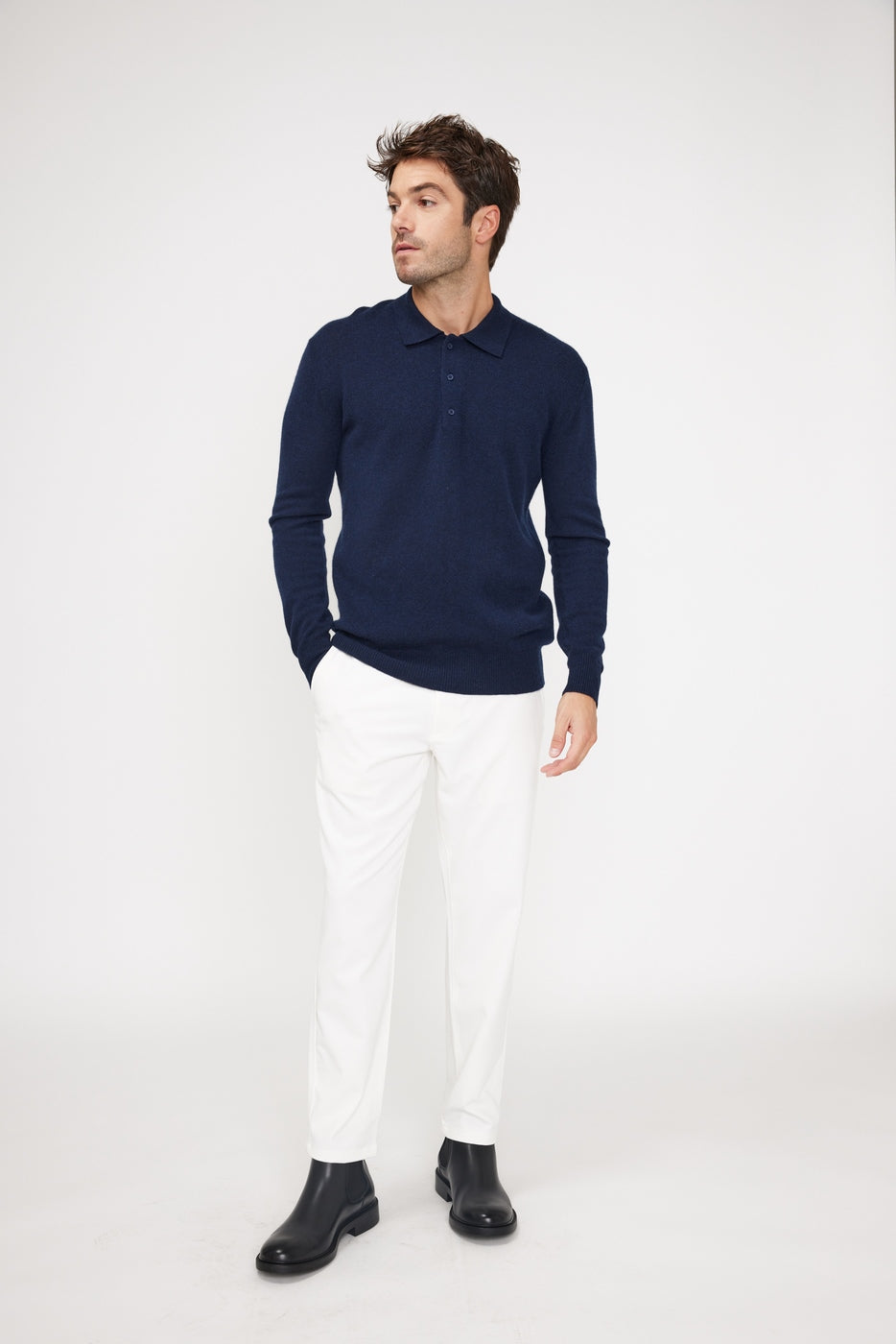 Zidane Polo-Neck Jumper - Navy Blue