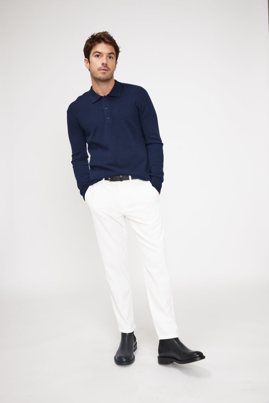 Zidane Polo-Neck Jumper - Navy Blue