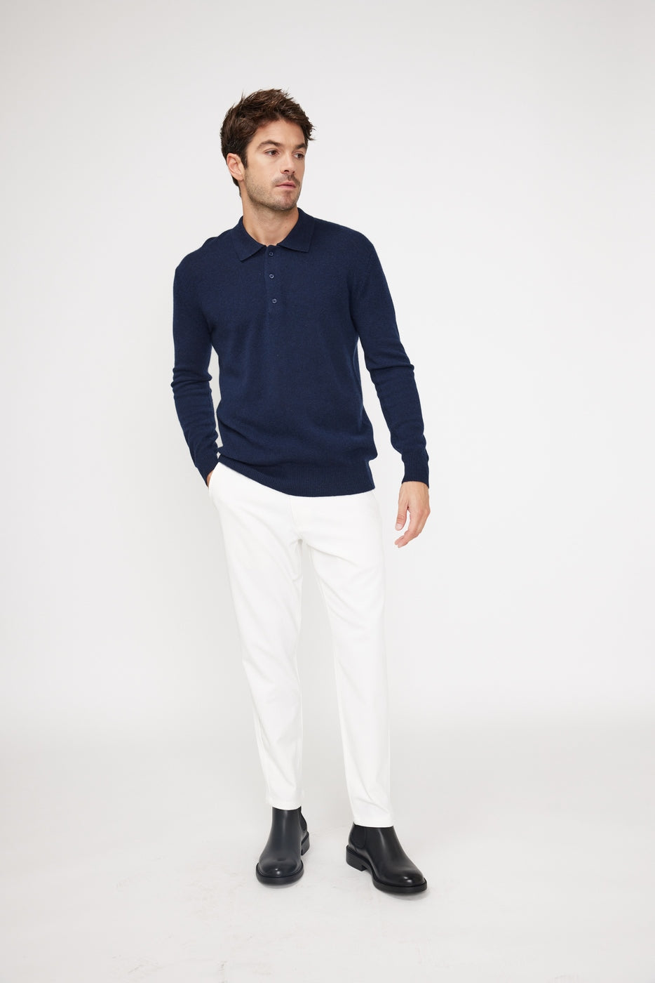 Zidane Polo-Neck Jumper - Navy Blue