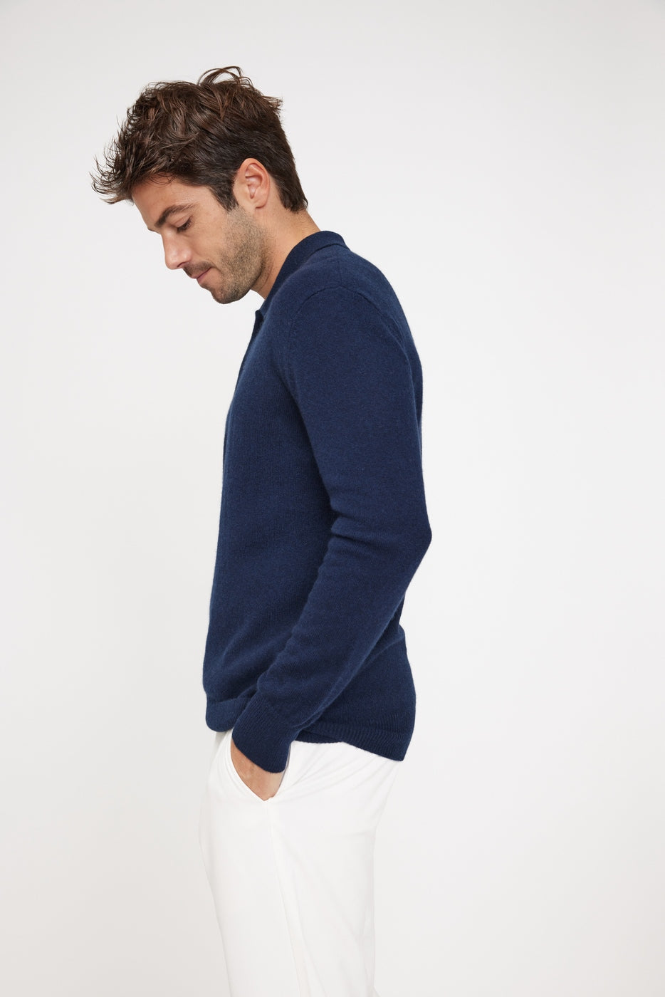 Zidane Polo-Neck Jumper - Navy Blue