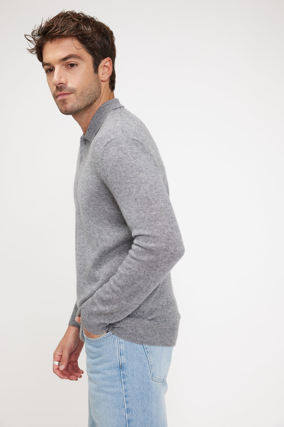 Pull Col Polo Zidane - Gris Fonce