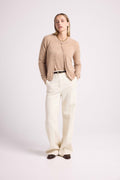 Cárdigan Cuello Redondo Zika - Beige Crema