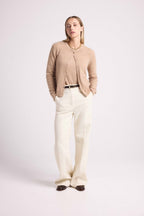 Cárdigan Cuello Redondo Zika - Beige Crema