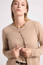 Cárdigan Cuello Redondo Zika - Beige Crema