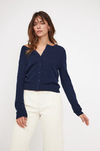 Cardigan Col Rond Zika - Bleu Marine