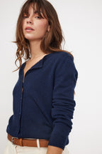Cardigan Col Rond Zika - Bleu Marine