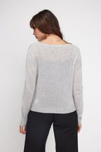 Zika Crew-Neck Cardigan - Light Grey