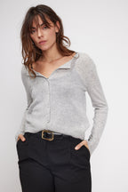 Zika Crew-Neck Cardigan - Light Grey